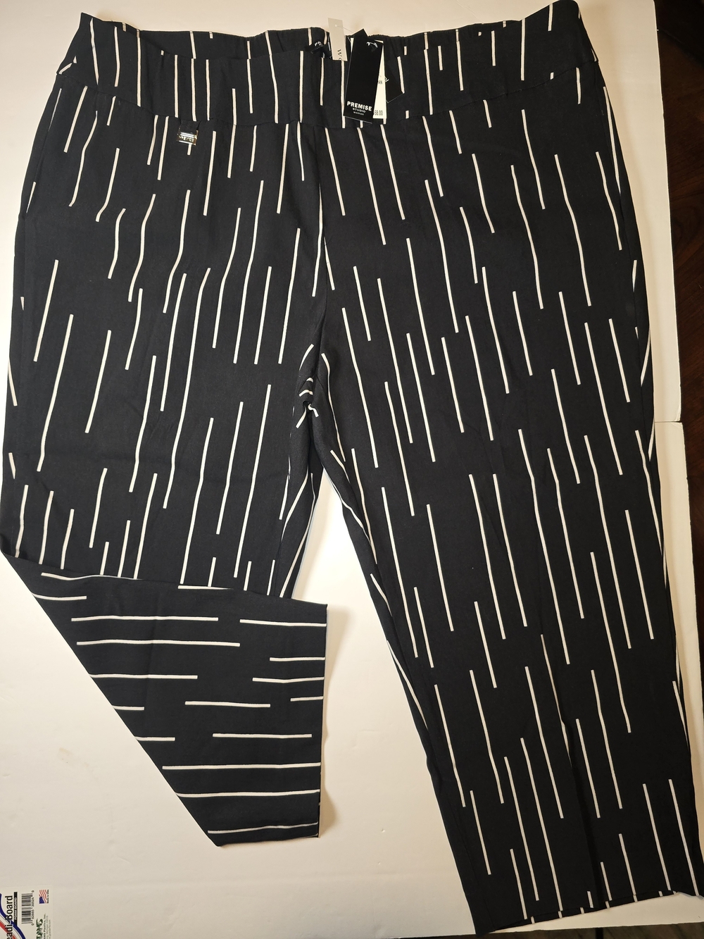Premise Black Pants with White Vertical Pinstripe